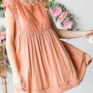 OH56 Oli &Hali MINERAL WASHED EMBROIDERED PEPLUM TUNIC TOP